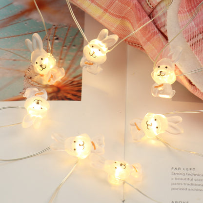 Flag Village Easter LED Bunny String Lights Easter Decoration For Home Carrot Rabbit Fairy Light Supplies Happy Easter Gifts Party Favor