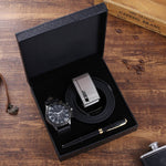 Flag Village Business Belt Wallet Wrist Watch Pen Gift Box Set For Men