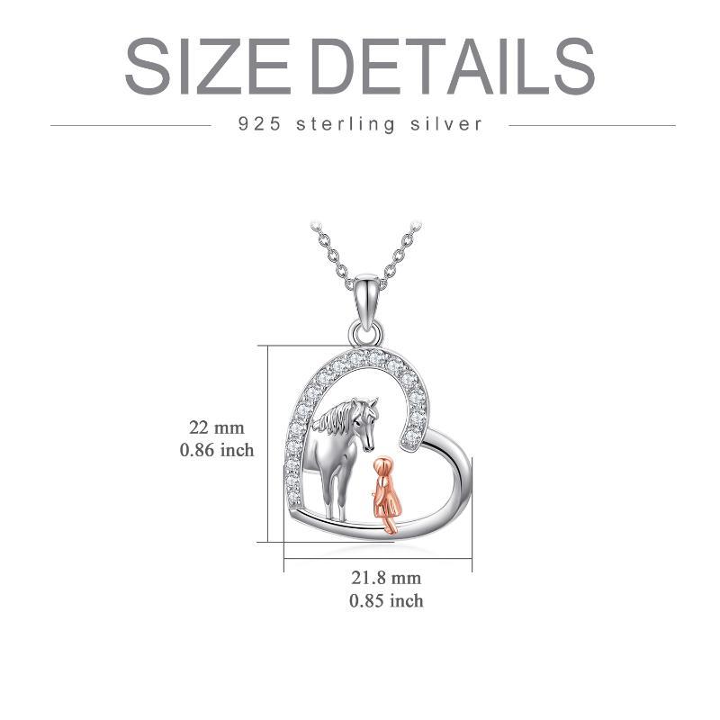 Flag Village Sterling Silver Heart Horse and Girl Pendant Necklace Jewelry Gifts for Women Girls Kids
