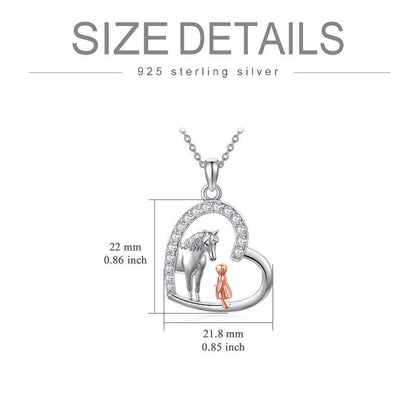 Flag Village Sterling Silver Heart Horse and Girl Pendant Necklace Jewelry Gifts for Women Girls Kids