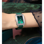 Flag Village Women's Exquisite Small Green Watch Set Gift Box Square
