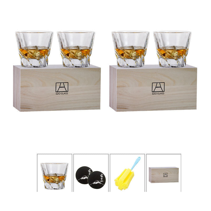 Flag Village Wine Pair Cup Set Couples Original Wooden Box Gift