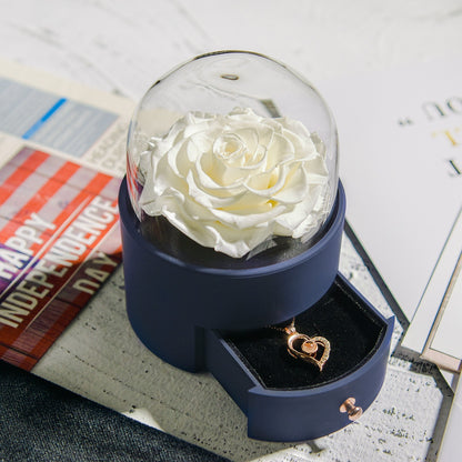 Flag Village Yongsheng Rose Round Jewelry Box With Necklace For Birthdays And Valentine's Days Gift