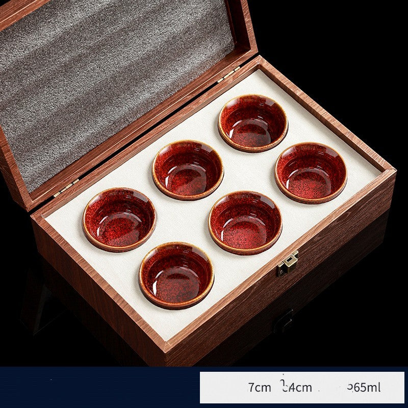 Flag Village High-grade Ceramic Small Tea Bowl Tasting Cups Tealight Gift Box Set