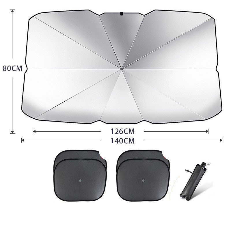 Flag Village Auto Tools Foldable Car Windshield Sun Shade Umbrella UV Protection Heat Insulation Parasol Auto Front Window Cover Interior Protector Summer Gadgets