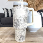 Flag Village 40 Oz Tumbler With Handle Straw Insulated, Stainless Steel Spill Proof Vacuum Coffee Cup Tumbler With Lid Tapered Mug Gifts For Valentine Lover Suitable For Car Gym Office Travel