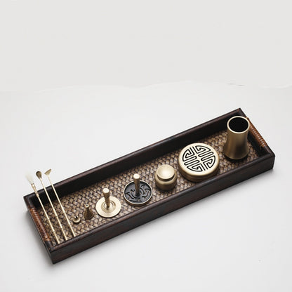 Flag Village Solid Wood Incense Road Set Agarwood Tools Pure Copper Incense Burner Gift Box