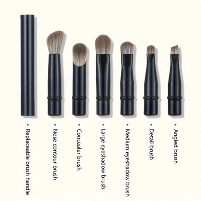 Flag Village 6Pcs Mini Travel Makeup Brushes Set With Box Portable Cosmetic Powder Foundation Blush Blending Concealer Make Up Brushes Set