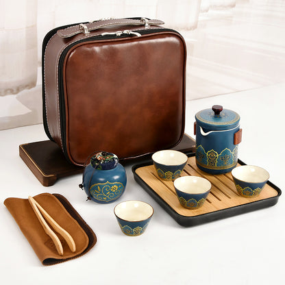 Flag Village Ceramic Portable Travel Tea Set Gift Box
