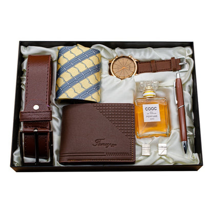 Flag Village Cross-border Watch Gift Box Holiday Birthday Gift Practical Simple Men's Large Dial Watch Gift Suit