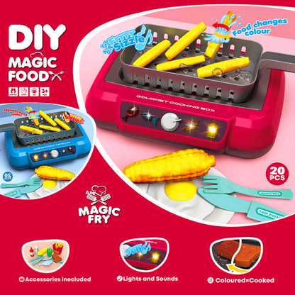 Flag Village Induction Kitchen Cooking Toys Diy Children's Play House Toy Food Recognize Change Color Toys Kids Gifts