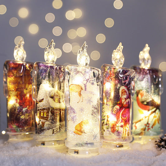Flag Village Christmas Transparent Electronic Candles Decorative Gifts