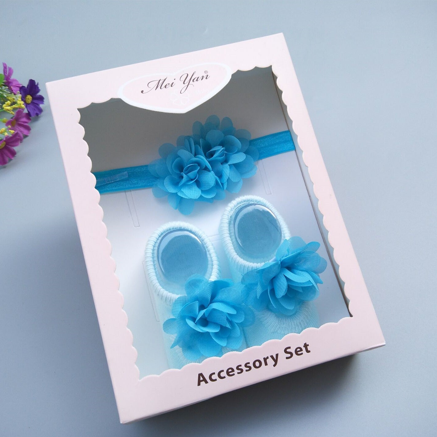 Flag Village New Baby Girl Socks Headband Gift Box