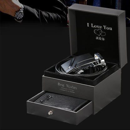 Flag Village Leather Belt Wallet Gift Box Set Holiday Gift Watch