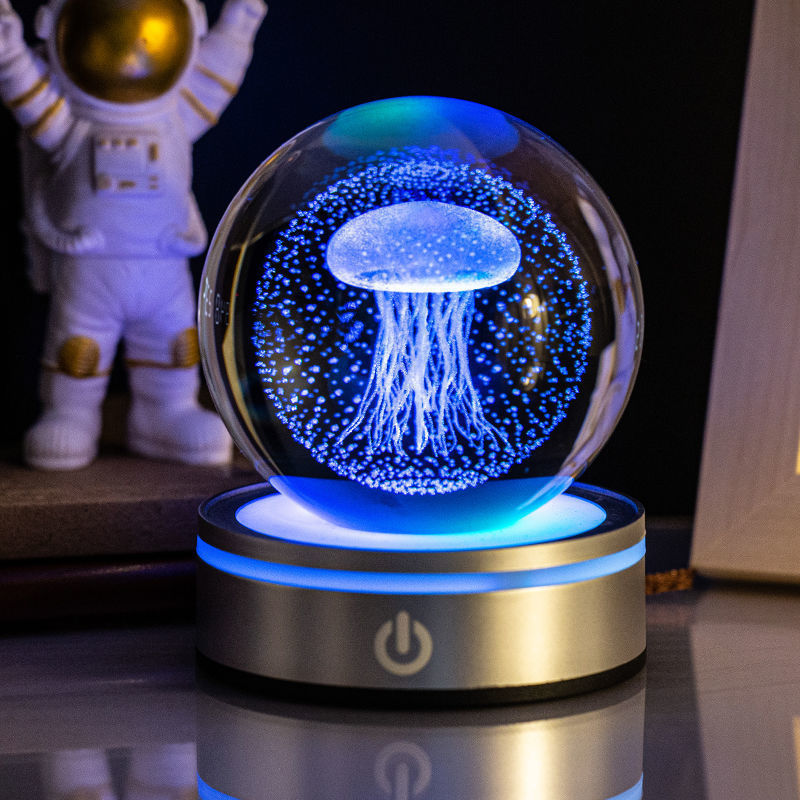 Flag Village Creative 3D Inner Carving Luminous Crystal Ball Colorful Gradient Small Night Lamp Home Decorations Gifts Selection