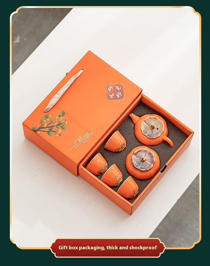 Flag Village Gift Box With Hand Gift Set Ceramic Tea Set Suit
