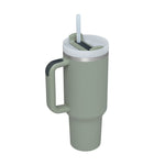 Flag Village 40 Oz Tumbler With Handle Straw Insulated, Stainless Steel Spill Proof Vacuum Coffee Cup Tumbler With Lid Tapered Mug Gifts For Valentine Lover Suitable For Car Gym Office Travel