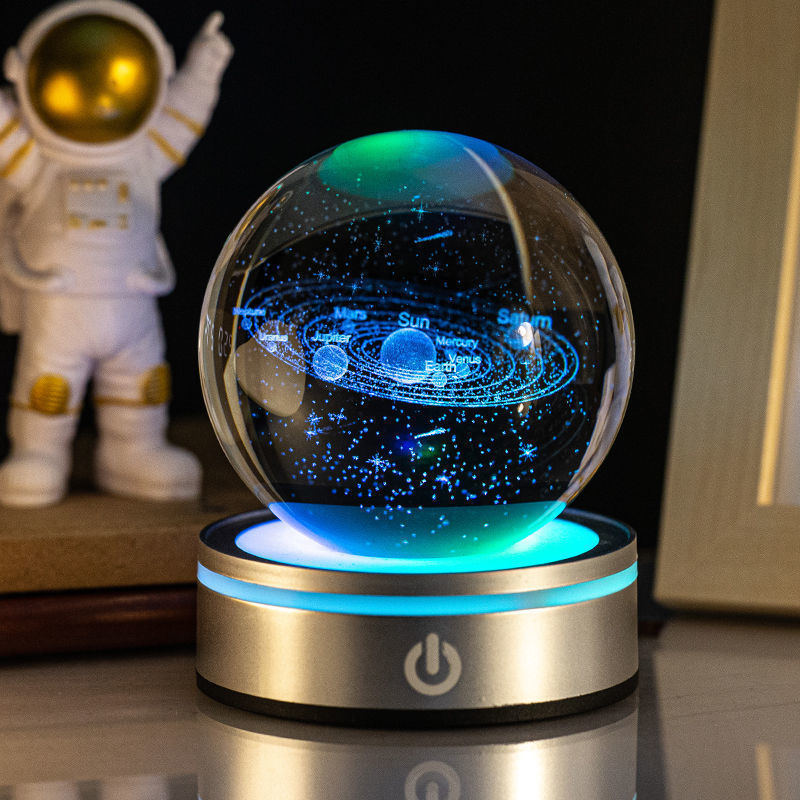 Flag Village Creative 3D Inner Carving Luminous Crystal Ball Colorful Gradient Small Night Lamp Home Decorations Gifts Selection