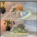Flag Village Tulip Night Lamp DIY Material Cloud Tulips Night Lamp Decorative Mirrors Photo Frame LED Table Lights Korean Creative Desk Bedroom Handmade Birthday Gifts
