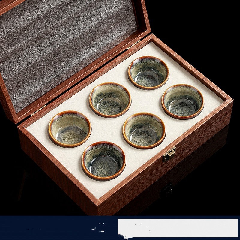 Flag Village High-grade Ceramic Small Tea Bowl Tasting Cups Tealight Gift Box Set