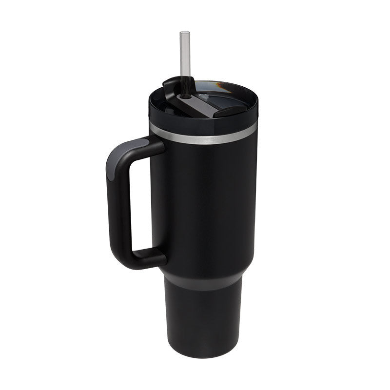 Flag Village 40 Oz Tumbler With Handle Straw Insulated, Stainless Steel Spill Proof Vacuum Coffee Cup Tumbler With Lid Tapered Mug Gifts For Valentine Lover Suitable For Car Gym Office Travel