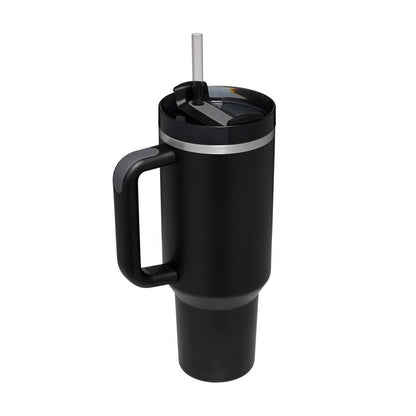 Flag Village 40 Oz Tumbler With Handle Straw Insulated, Stainless Steel Spill Proof Vacuum Coffee Cup Tumbler With Lid Tapered Mug Gifts For Valentine Lover Suitable For Car Gym Office Travel