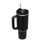 Flag Village 40 Oz Tumbler With Handle Straw Insulated, Stainless Steel Spill Proof Vacuum Coffee Cup Tumbler With Lid Tapered Mug Gifts For Valentine Lover Suitable For Car Gym Office Travel