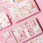 Flag Village Fairy Tale Notebook With Stickers Tape Hand Book Set Gift Box Purple