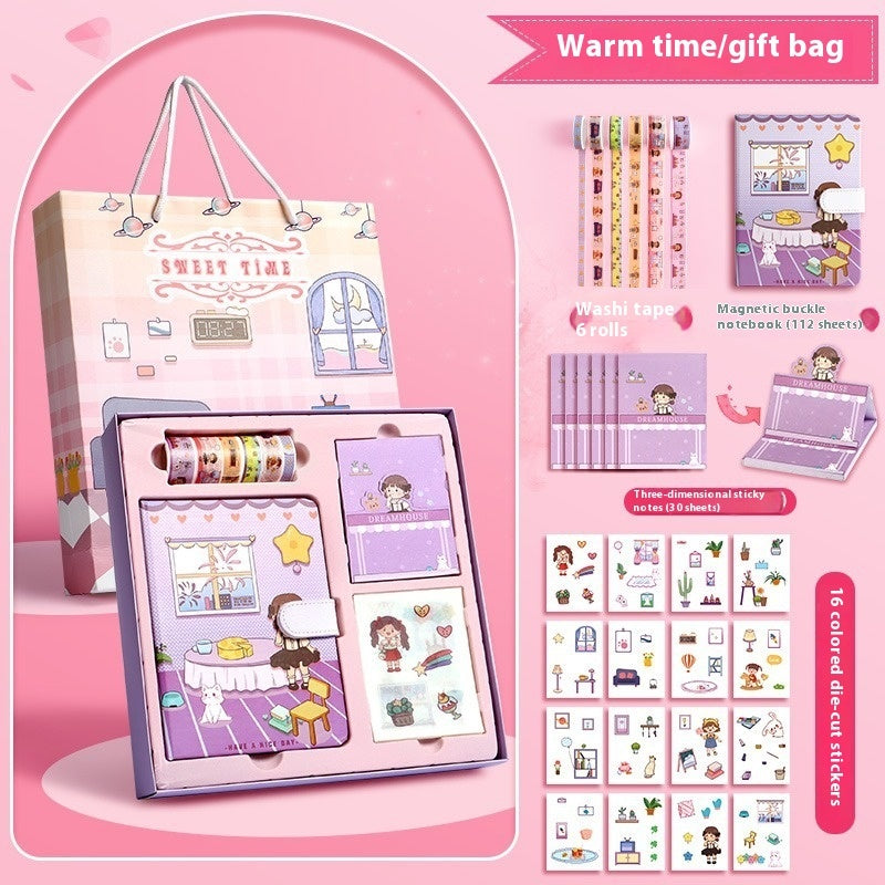 Flag Village Journal Book Set Gift Box Girl Heart Cute Gift Bag