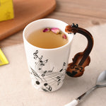 Flag Village Creative Music Violin Style Guitar Ceramic Mug Coffee Tea Milk Stave Cups With Handle Coffee Mug Novelty Gifts