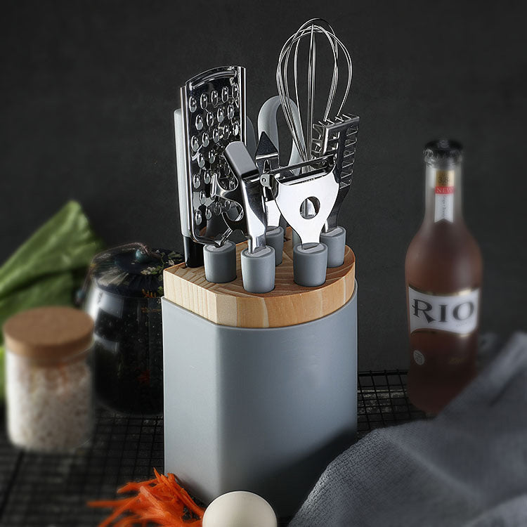 Flag Village Stainless Steel Kitchen Gadgets Household Kitchen Utensils Tray Peeler Egg Beating Scissors Gifts