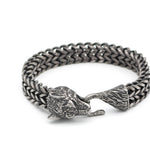Flag Village Bracelet Men Stainless Steel Vintage Black Wolf Head Cuban Chain Hand Wristband Male Fashion Jewelry Wholesale Accessories Gifts