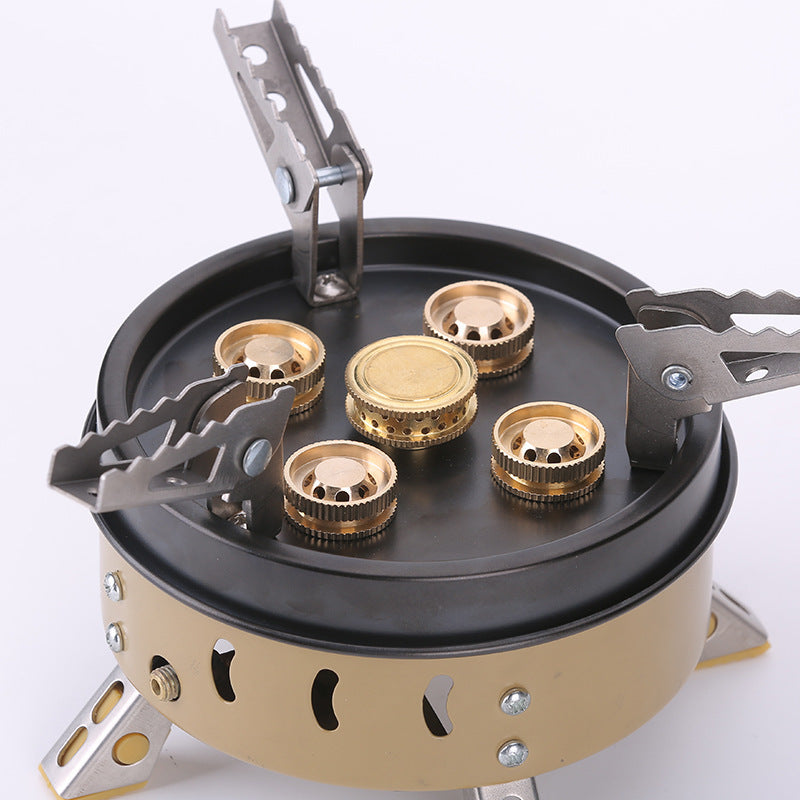 Flag Village Portable Windproof Camping Cookout Gas Stove Holder Set