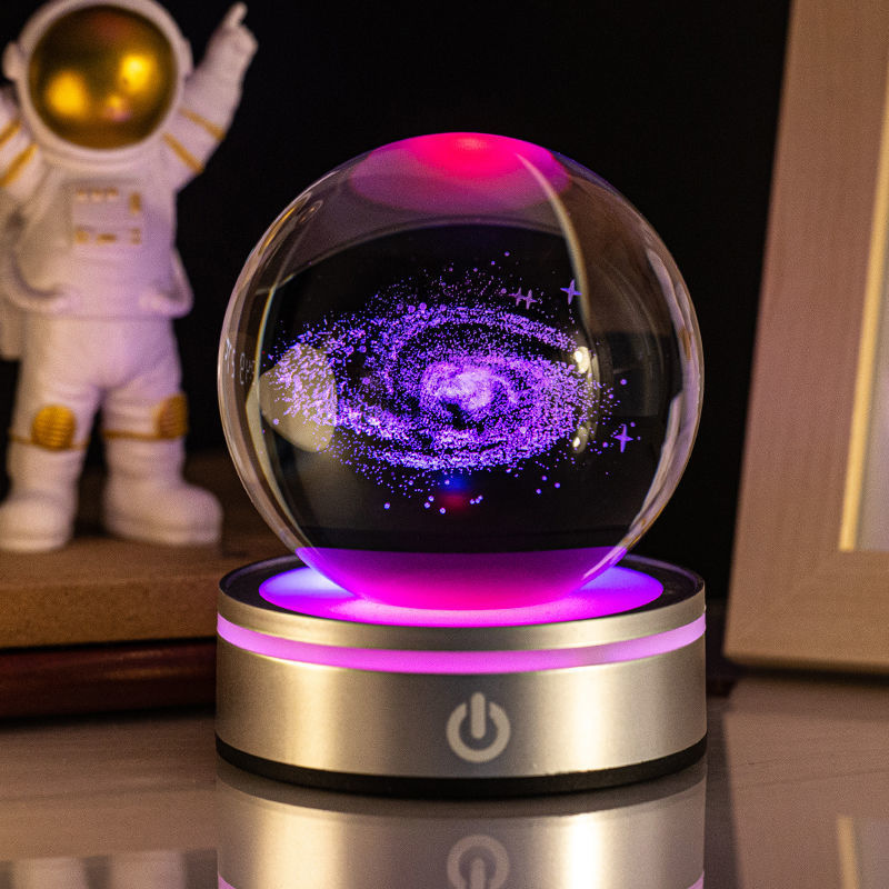 Flag Village Creative 3D Inner Carving Luminous Crystal Ball Colorful Gradient Small Night Lamp Home Decorations Gifts Selection