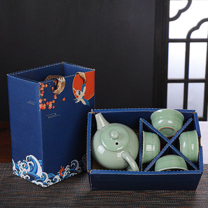 Flag Village Kung Fu Travel Tea Set Gift Box One Pot And Four Cups