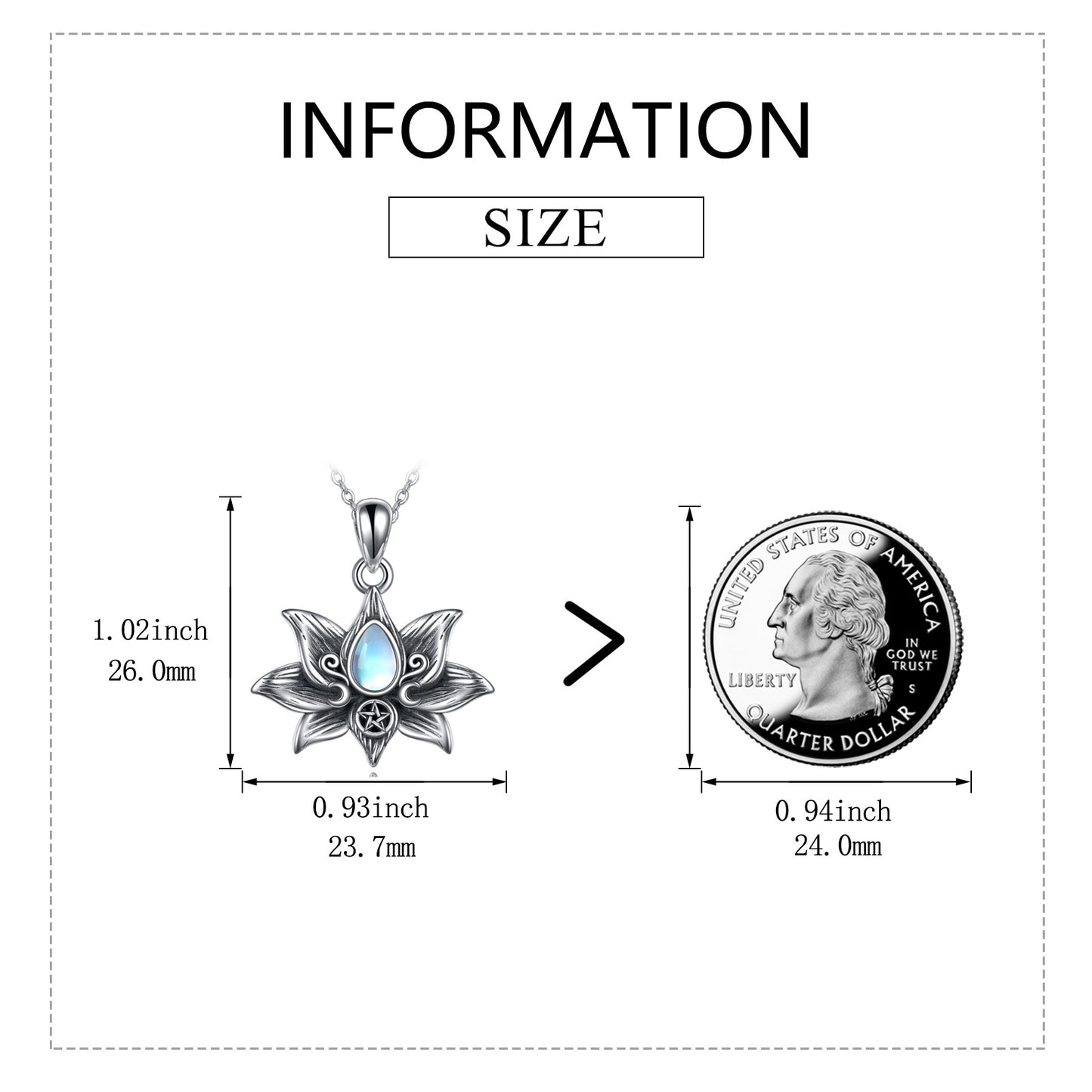 Flag Village Sterling Silver Moonstone Lotus Flower Pendant Necklace Jewelry Gifts for Women