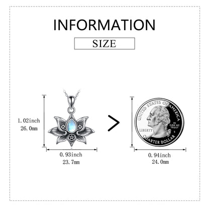 Flag Village Sterling Silver Moonstone Lotus Flower Pendant Necklace Jewelry Gifts for Women