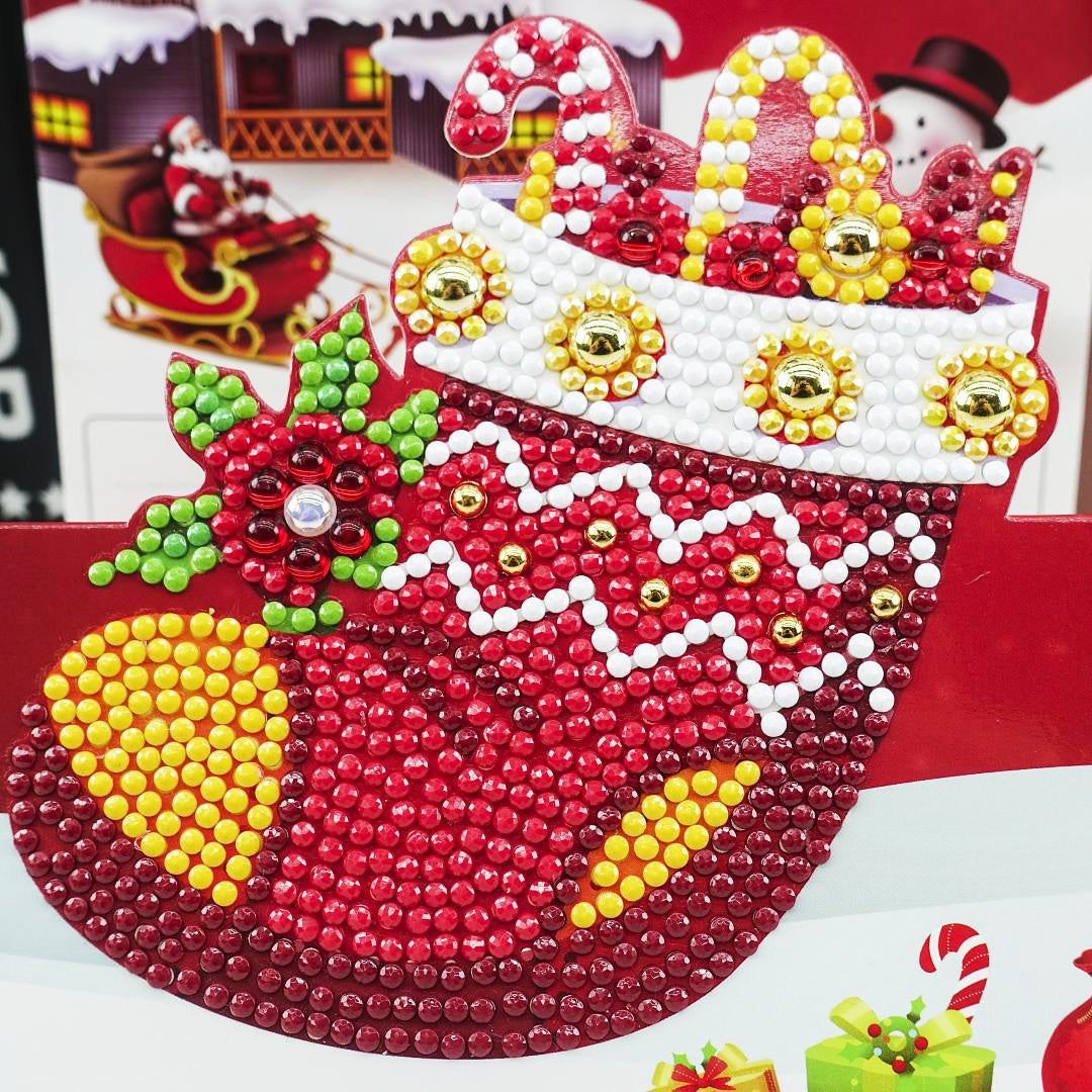 Flag Village Christmas DIY Diamond Painting Greeting Cards 5D Cartoon Birthday Postcards Kids Festival Embroidery Greet Cards Gifts