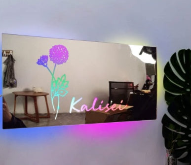 Flag Village Personalized Name Mirror Light For Bedroom LED Light Up Mirror For Wall Custom Photo Christmas Valentine's Day Wedding Gifts