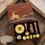 Flag Village Sealing Wax Seal Set Retro Elk Gift Box Wooden Handle