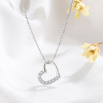 Flag Village S925 Sterling Silver Love Heart Pendant Necklace For Women Fashion Jewelry Ladies Gold Color Clavicle Chain High Quality Jewelry Gifts