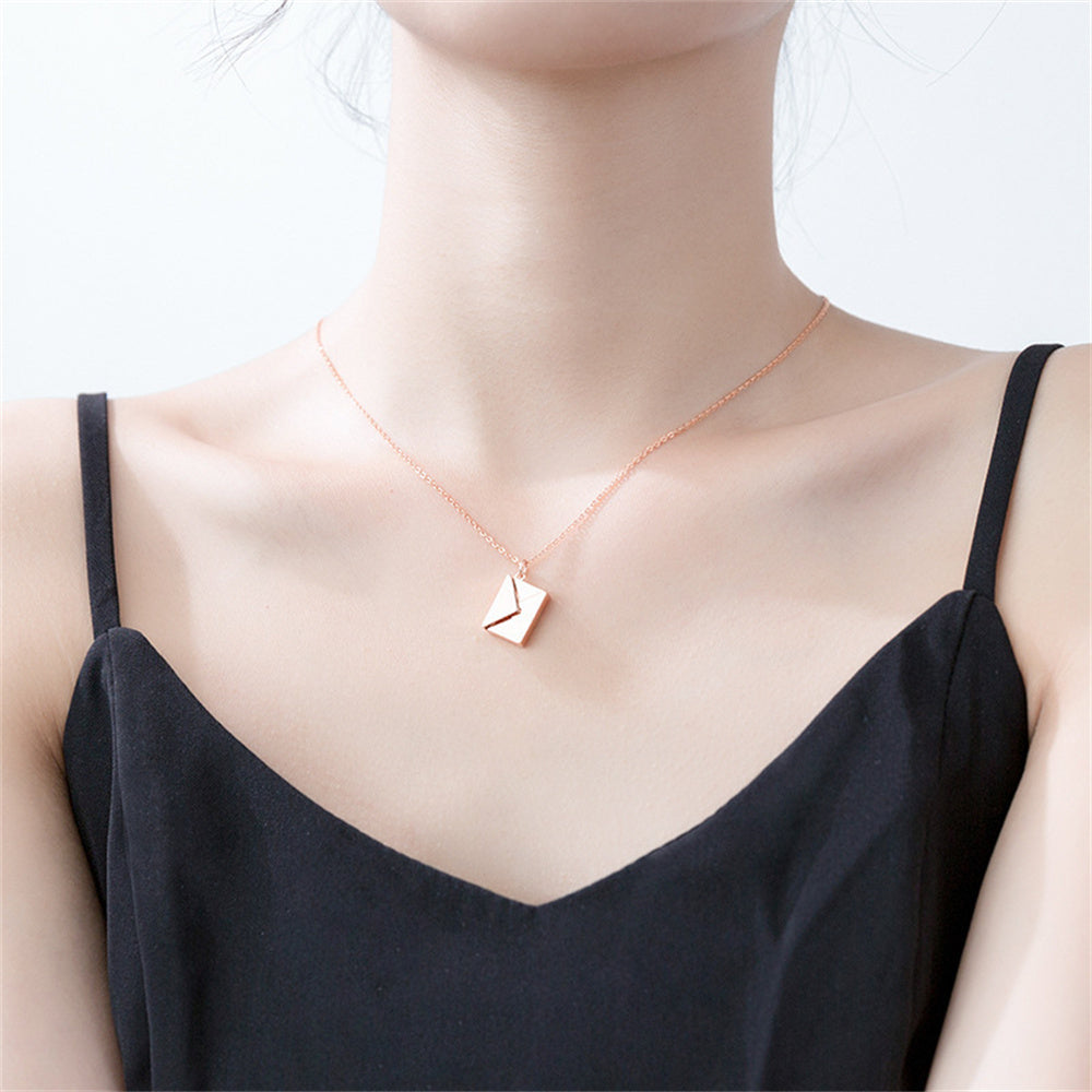 Flag Village Custom Text Love Letter Envelope Pendant Confession Locket Necklace Jewelry Special Gifts For Women Teens Girlfriend Wife Lover