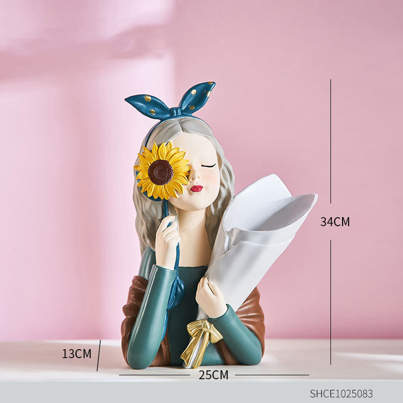 Flag Village Home Decor Girl Figurine Resin Sculpture Abstract Art Room Decor Nordic Decoration Home Living Room Decoration Accessories Gifts