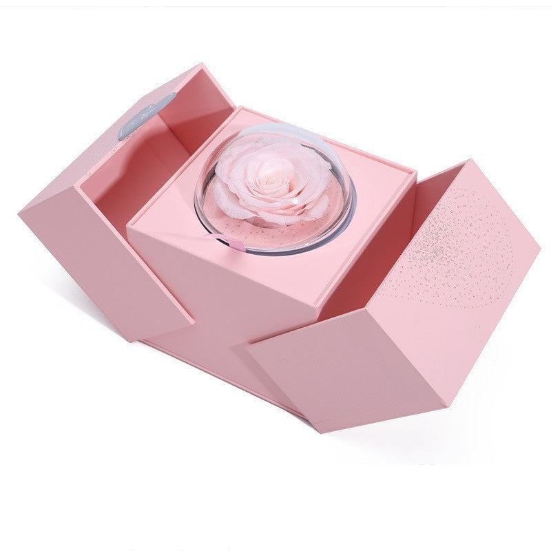 Flag Village Creative Eternal Rose Box Eternal Soap Flower Jewelry Box Ring Necklace Storage Case Valentines Surprise Gift