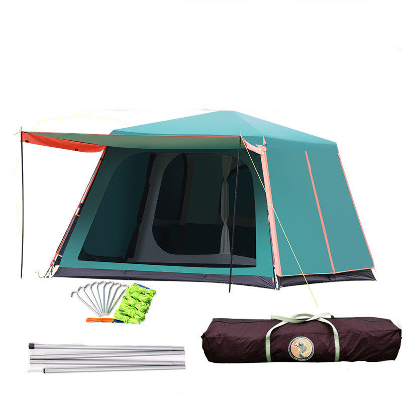 Flag Village Outdoor Fully Automatic Aluminum Pole 3-4-5-8 People Double-layer Thickening Rainstorm Field Camping Big Tent