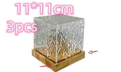Flag Village LED Water Ripple Ambient Night Light USB Rotating Projection Crystal Table Lamp RGB Dimmable Home Decoration 16 Color Gifts
