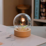 Flag Village Artificial Tulip Flower Night Light Ornaments Handmade DIY Bedside Lamp LED Night Lamp Bedroom Decor Birthday Gifts Table Lamp