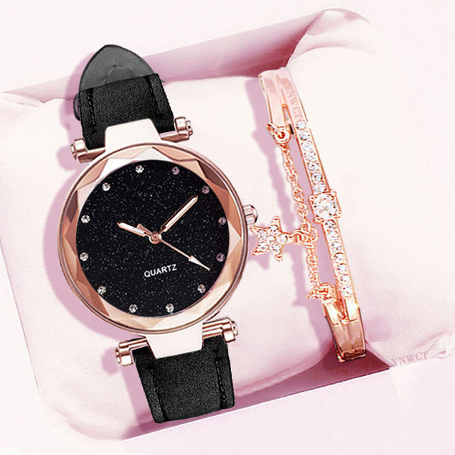 Flag Village Ladies Bracelet Electronic Watch Gift Box Set