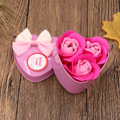 Flag Village Soap Flower Gift Box Valentine's Day Gift Mother's Day Creative Gifts Bear Flower Rose Heart Shaped Tin Box