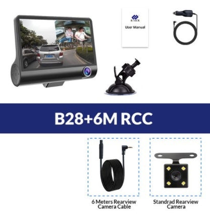 Flag Village Auto Tools 1080P High-definition Three-record Driving Recorder